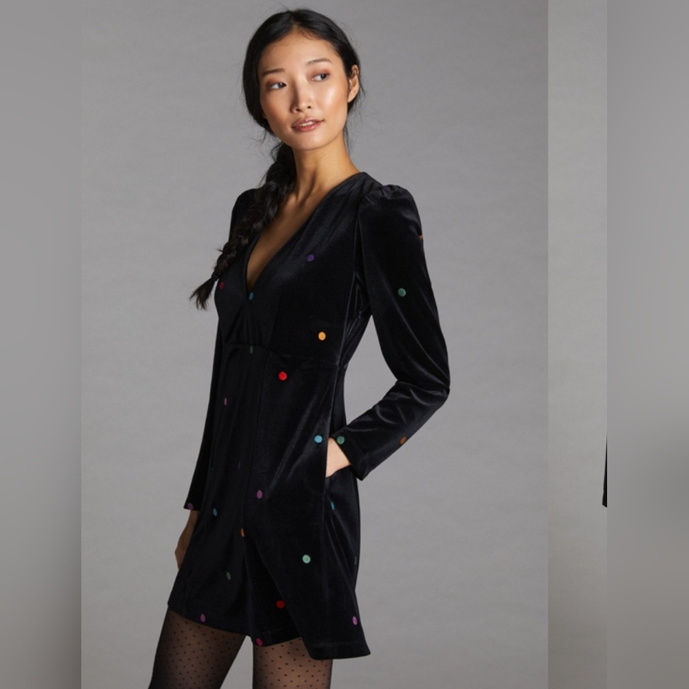 Farm Rio Embroidered Velvet Mini Dress